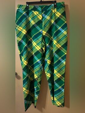 Ashley Stewart Green and Yellow Plaid Twill Top